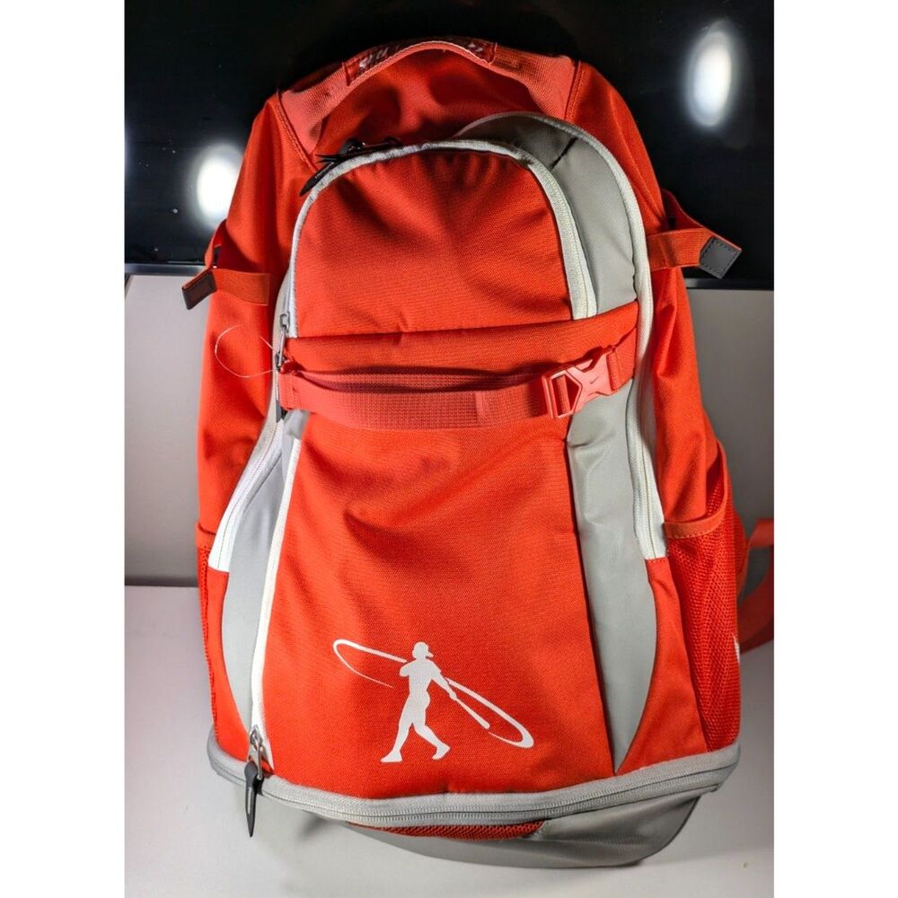 Nike Orange Gray Backpack Swoosh School Gym Travel Sport Bag New